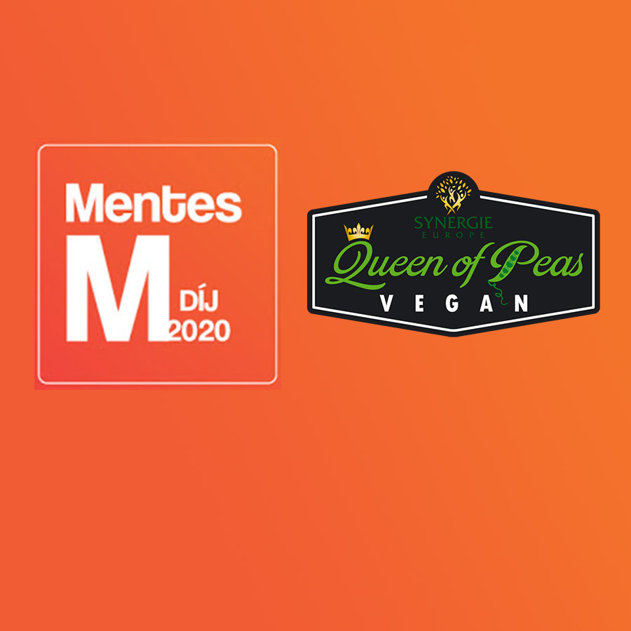 Mentes M díj logo és Queen of Peas logo narancssárga háttéren